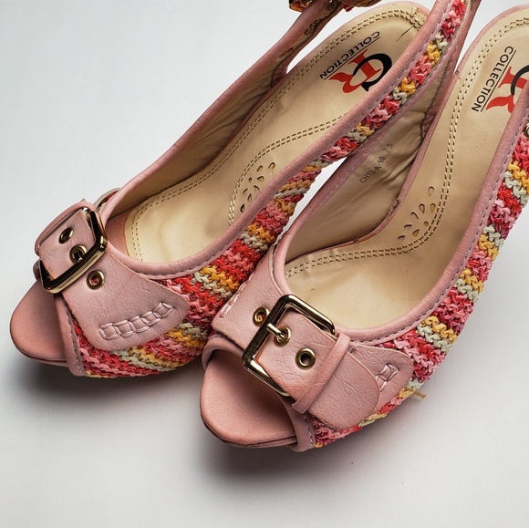 CR Collection Pink Candy Weave Buckle Pumps Sz 7.5 - Picture 8 of 8